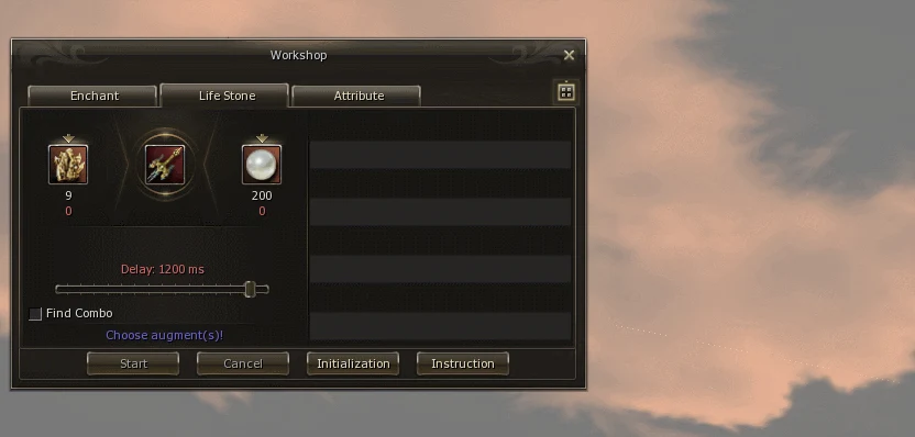 Gemstone in the right slot and the message to choose the augment