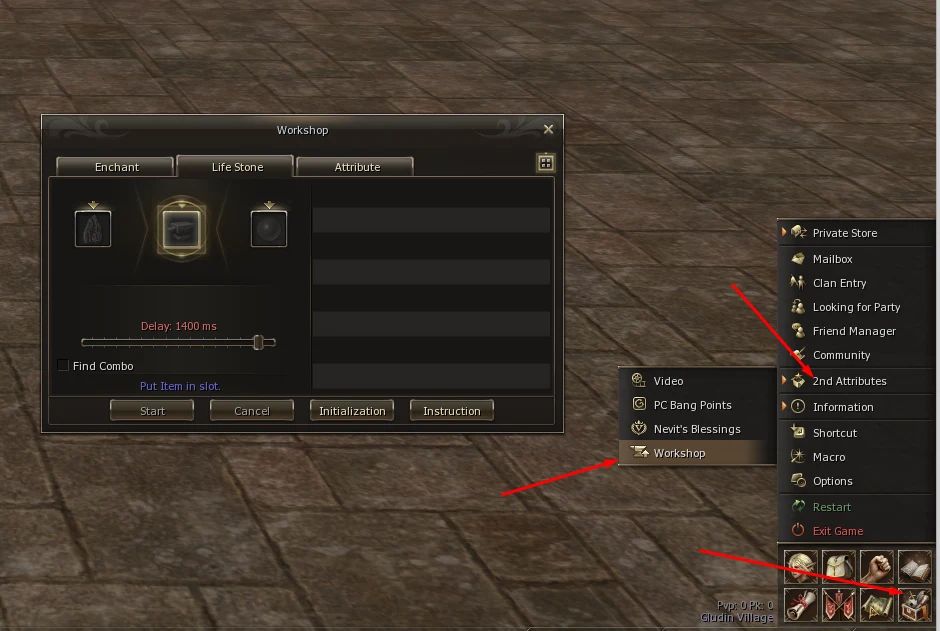 System menu with the 2nd Attributes submenu and the Workshop option