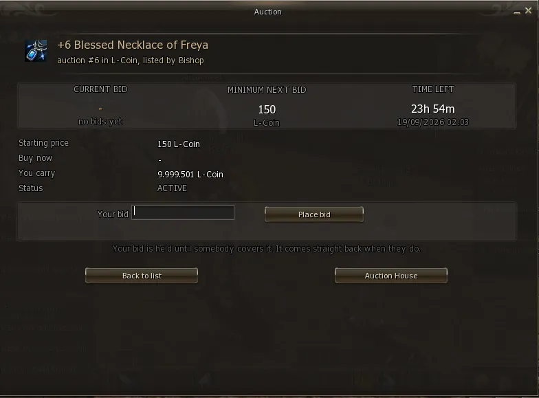 Item with no Buy now, only the bid button